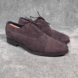 Cole Haan Air Oxford Shoes Cap Toe Suede Brown Waterproof Men's 10 M Rubber Sole